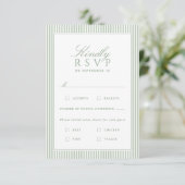 Simple Élégant Carte de Réponse de Mariage Vert Sa (Debout devant)