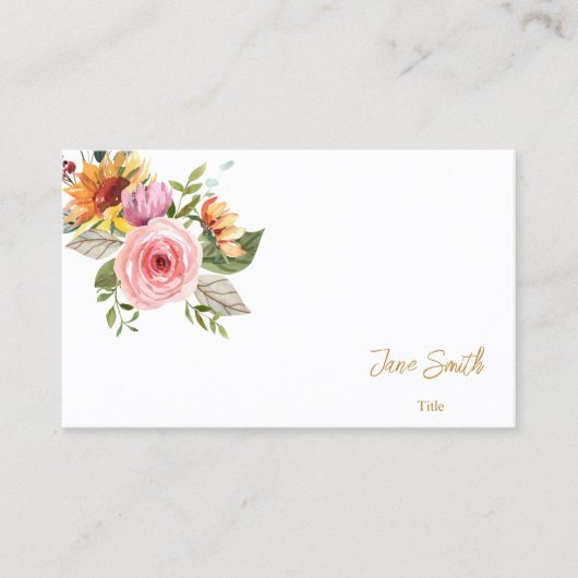 Simple Elegant Carte de visite de fleurs botanique (Devant)