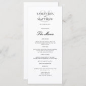Simple Elegant Chic Black & White Wedding Menu (Voorkant / Achterkant)