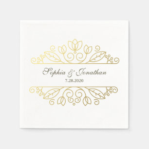 SImple Elegant  Chic Gold Wedding Custom Servetten