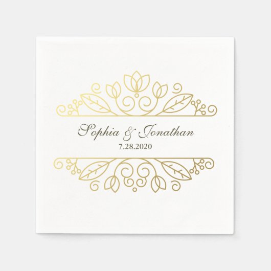 SImple Elegant  Chic Gold Wedding Custom Servetten (Voorkant)