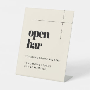 Simple elegant & chic wedding Open Bar Reclamebord Met Voetstuk