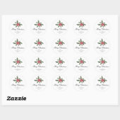 Simple Elegant Christmas Botanical Round Sticker (Vel)
