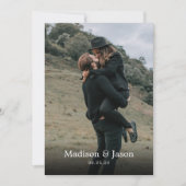 Simple Elegant Classy Black Photo Wedding Kaart (Voorkant)