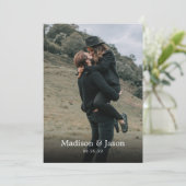 Simple Elegant Classy Black Photo Wedding Kaart (Staand voorkant)