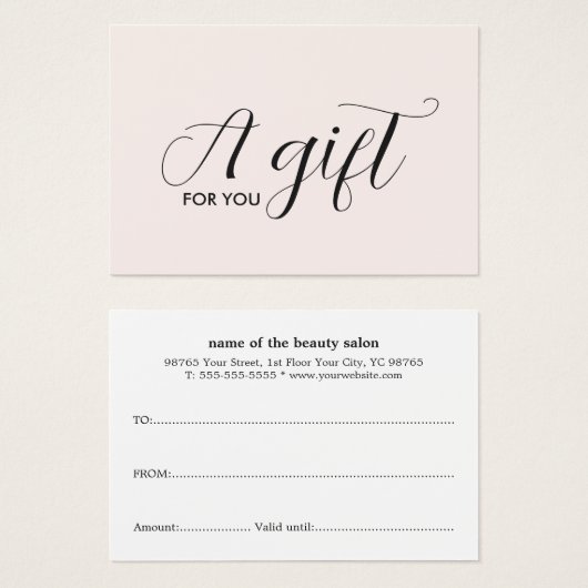 Simple Elegant Clean Light Pastel Certificat cadea (Devant & derrière)