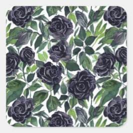 Simple elegant dark roses print vierkante sticker