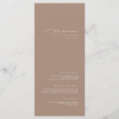 Simple Elegant Dark Taupe Wedding Menu (Voorkant)
