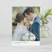 Simple Elegant Deux Mariage photo Carte de remerci (Debout devant)