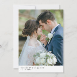 Simple Elegant Deux Mariage photo Carte de remerci