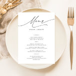 Simple Élégant Dîner Mariage 5x7 Cartes de menu<br><div class="desc">Réglez la table avec style à l'aide de ces Cartes de menu pour dîner simple et élégant 5x7 Mariage. Avec une calligraphie minimaliste en noir et blanc, elles sont la touche parfaite pour toute réception de mariage. Chaque carte est un guide de bon goût à travers votre menu du dîner...</div>