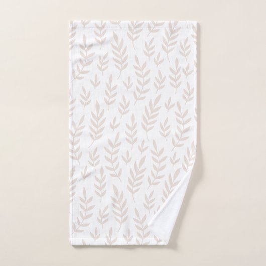 Simple élégant doux beige blanc feuille serviette (Serviette à main)