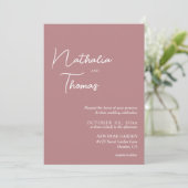 Simple Elegant Dusty Roos Photo Wedding Kaart (Staand voorkant)