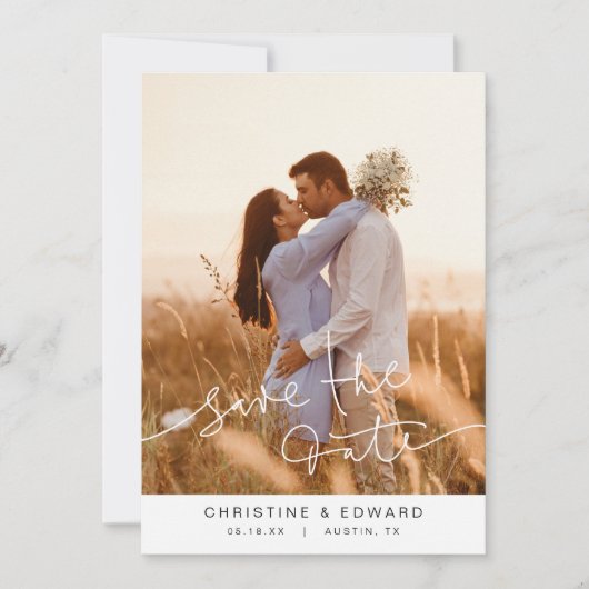 Simple élégant Enregistrer la date Mariage carte p (Devant)