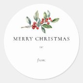 Simple élégant Étiquette cadeau de Noël Botanique (Devant)