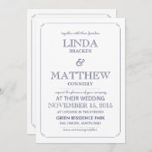 Simple Elegant Faire-part de mariage bleu marine (Devant / Derrière)