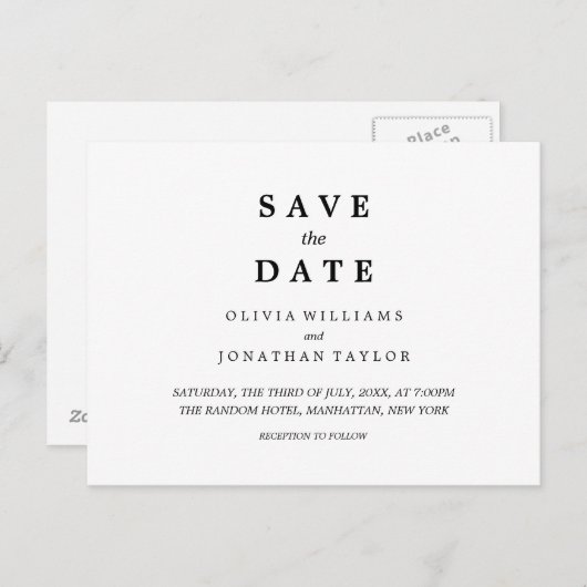 Simple Élégant | Faire-Part de Mariage Carte Posta (Devant / Derrière)