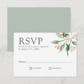 Simple Élégant Faire-Part de Mariage Floral à l'Aq (Devant / Derrière)