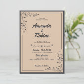 Simple Elegant Faire-part de mariage noir et crème (Debout devant)