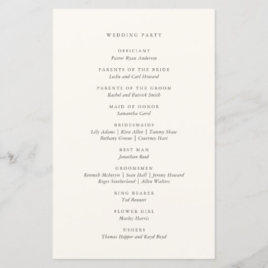 Simple Elegant Fall Leaves Wedding Program (Achterkant)