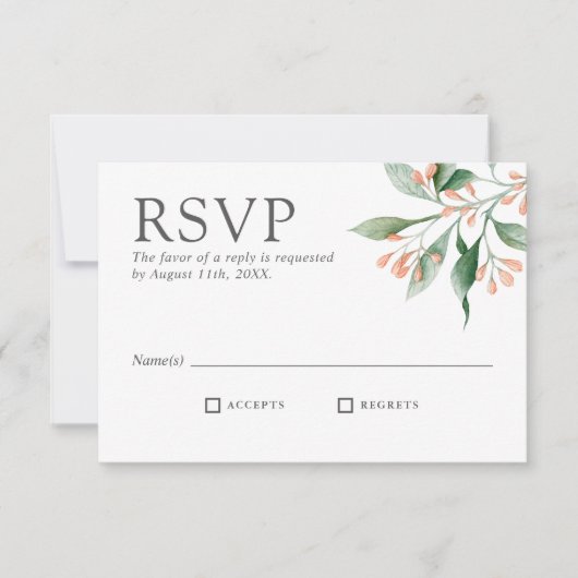Simple Élégant Fleurs Aquarelle Mariage RSVP (Devant)