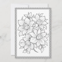 Simple Elegant Floral Color Your Own Greeting Card