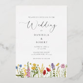 Simple Elegant Floral Wedding Folie Uitnodiging (Voorkant)