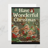 Simple Elégant Four Elfs Chantant Carte de Noël (Devant / Derrière)