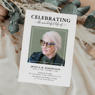 Simple Elegant Funeral Memorial Programme Drieluik Uitnodiging