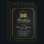 Simple Elegant Gold 50th Birthday Invitation<br><div class="desc">Cette invitation à 50ème anniversaire avec une typographie or et noir simple mais élégant. Vous pouvez customiser tous les termes et les couleurs.</div>