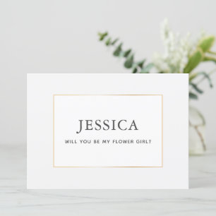 Simple Elegant Gold Bloemenmeisje-conceptkaart Save The Date
