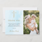 Simple Elegant Gold Cross Baptism Carte de remerci (Devant)