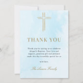 Simple Elegant Gold Cross Baptism Carte de remerci (Devant)