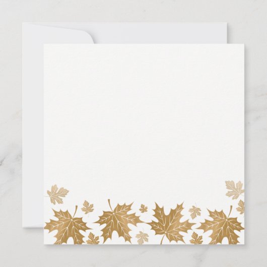 Simple Elegant Gold Fall Feuilles Faire-part de ma (Dos)