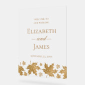 Simple Elegant Gold Fall Feuilles Mariage Accueil (Angle)