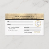 Simple Elegant Gold Foil Coeur Certificat cadeau (Dos)