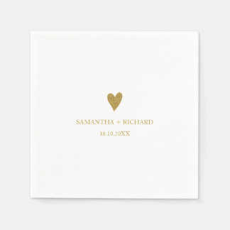 Simple Elegant Gold Heart Wedding Personalized  Servet
