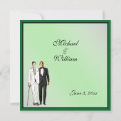 Simple Elegant Green Gay Wedding Invitation (Dos)