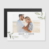 Simple Elegant Green Photo Save the Date Magnet (Devant / Derrière)