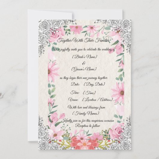 Simple Elegant Indian Wedding Invitation | Traditi (Devant)