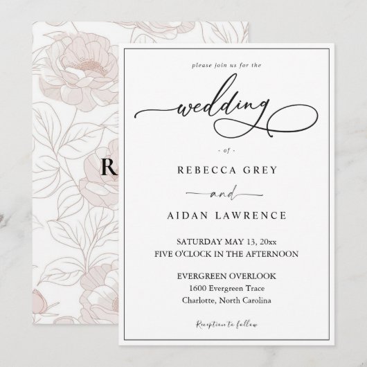 Simple Élégant Invitation de Mariage Écriture Call (Devant / Derrière)