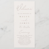 Simple Elegant Ivory & Taupe Wedding Programme (Devant)