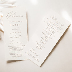 Simple Elegant Ivory & Taupe Wedding Programme