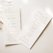 Simple Elegant Ivory & Taupe Wedding Programme