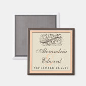 Simple Élégant Mariage Favor Aimant : pêche (Recto/Verso)