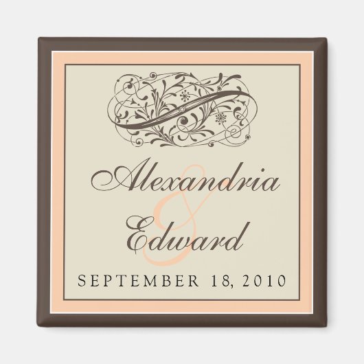 Simple Élégant Mariage Favor Aimant : pêche (Devant)