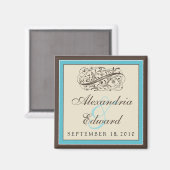 Simple élégant mariage Favor Magnet : aqua (Recto/Verso)