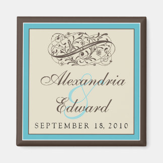 Simple élégant mariage Favor Magnet : aqua