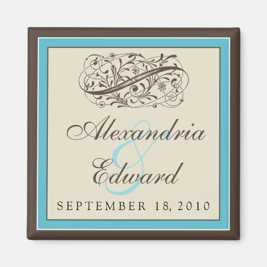 Simple élégant mariage Favor Magnet : aqua (Devant)