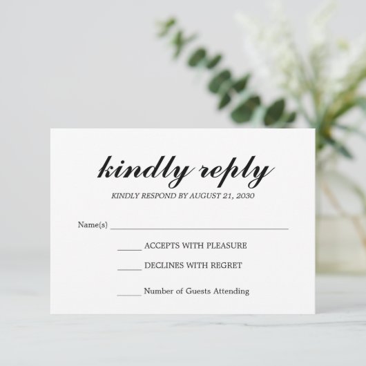 Simple Élégant Mariage Moderne Script Réponse Noir (Debout devant)